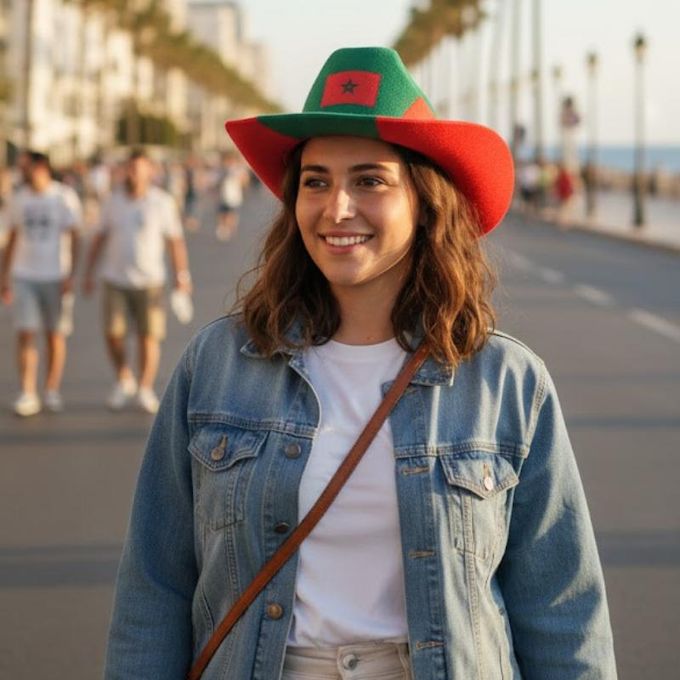 Chapeau cowboy drapeau marocain 3