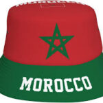 chapeau bob rouge étoile verte au couleur du drapeau marocain