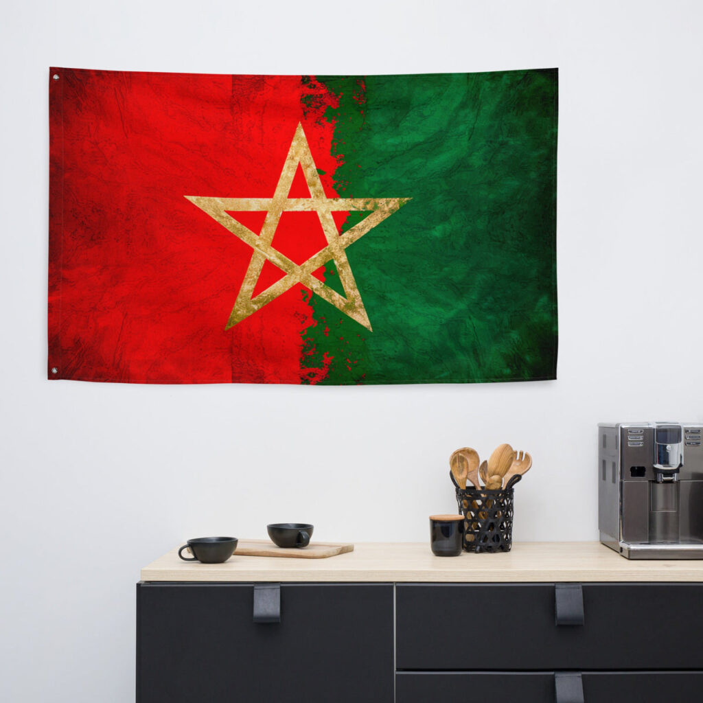 Drapeau Marocain Gold Star drapeau maroc gold star 999 1200x