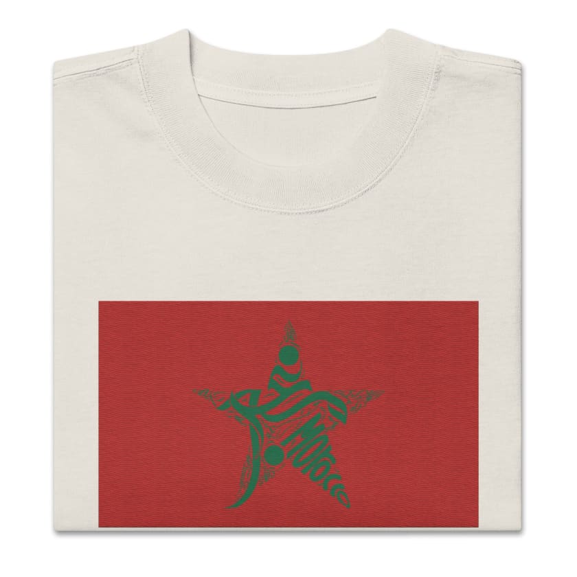T-shirt Drapeau Caligraphique t shirt drapeau maroc calligraphie arabe oversize brode